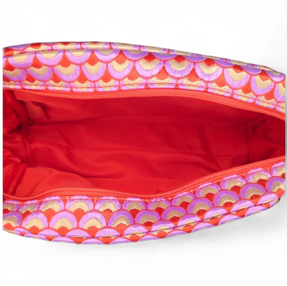 Bvlgari Cosmetic Make-up Bag - Embroidered Red/Violet - New